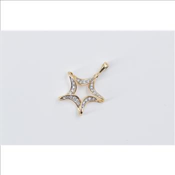 14K Diamond Loop Twist Star Fashion Yellow Gold Pendant
