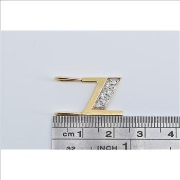 14K Diamond N Monogram Letter Initial Slide Yellow Gold Pendant