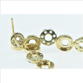 14K Diamond Peridot Blue Topaz Circle Dangle Yellow Gold Earrings