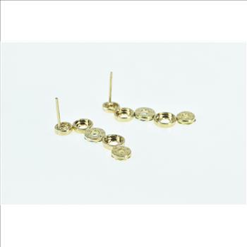 14K Diamond Peridot Blue Topaz Circle Dangle Yellow Gold Earrings