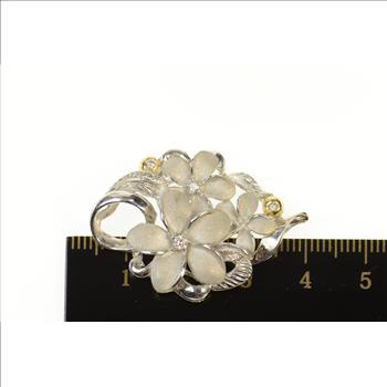 14K Diamond Plumeria Flower Cluster Denny Wong White Gold Pendant