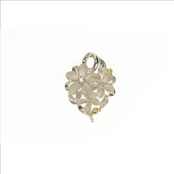 14K Diamond Plumeria Flower Cluster Denny Wong White Gold Pendant