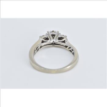 14K Diamond Round Cluster Engagement Promise White Gold Ring, Size 6