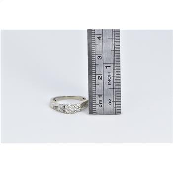 14K Diamond Round Cluster Engagement Promise White Gold Ring, Size 6