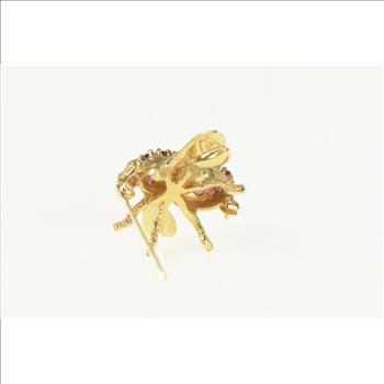14K Diamond Ruby Honey Bumble Bee Lapel Yellow Gold Pin/Brooch