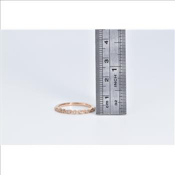 14K Diamond Scalloped Ornate Wedding Band Rose Gold Ring, Size 7.25