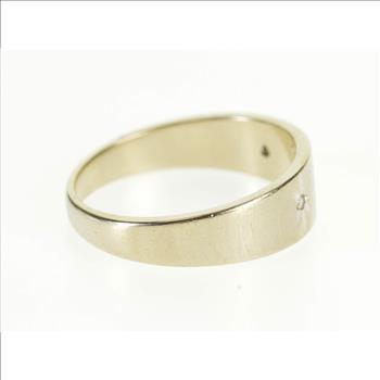 14K Diamond Starburst Pattern Inset Wedding Band White Gold Ring, Size 6.25