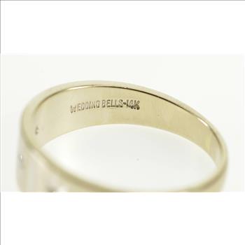 14K Diamond Starburst Pattern Inset Wedding Band White Gold Ring, Size 6.25