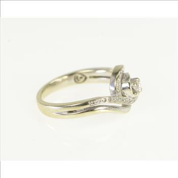 14K Diamond Swirl Promise Engagement White Gold Ring, Size 7