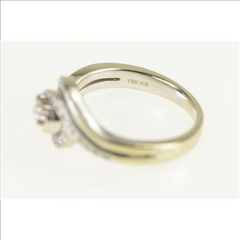 14K Diamond Swirl Promise Engagement White Gold Ring, Size 7