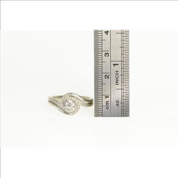 14K Diamond Swirl Promise Engagement White Gold Ring, Size 7