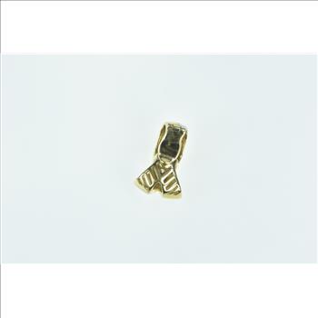 14K Diamond Two Tone Criss Cross X Ribbon Yellow Gold Charm/Pendant