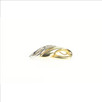 14K Diamond Two Tone Wavy Loop Statement Yellow Gold Pendant