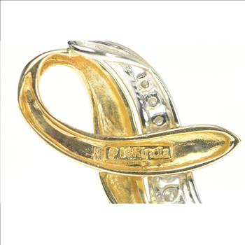 14K Diamond Two Tone Wavy Loop Statement Yellow Gold Pendant
