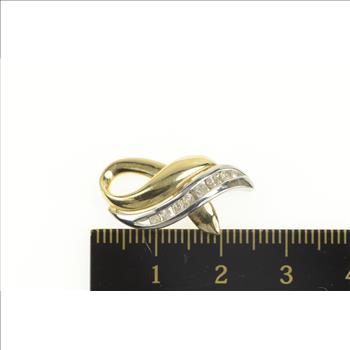 14K Diamond Two Tone Wavy Loop Statement Yellow Gold Pendant