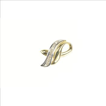14K Diamond Two Tone Wavy Loop Statement Yellow Gold Pendant