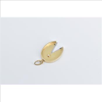 14K Diamond V Chevron Split Oval Vintage Fashion Yellow Gold Pendant
