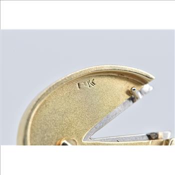 14K Diamond V Chevron Split Oval Vintage Fashion Yellow Gold Pendant