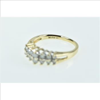 14K Diamond Vintage Classic Statement Band Yellow Gold Ring, Size 6.25