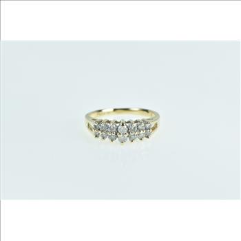 14K Diamond Vintage Classic Statement Band Yellow Gold Ring, Size 6.25