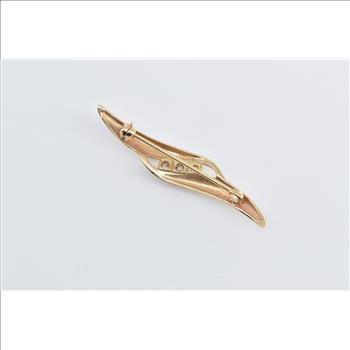 14K Diamond Vintage Curvy Wave Fashion Yellow Gold Pendant