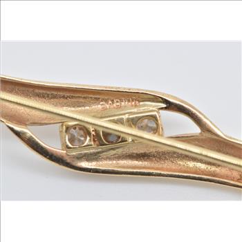 14K Diamond Vintage Curvy Wave Fashion Yellow Gold Pendant