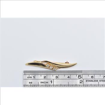 14K Diamond Vintage Curvy Wave Fashion Yellow Gold Pendant