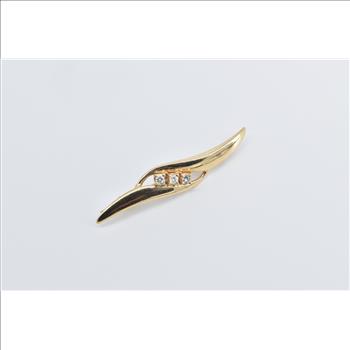 14K Diamond Vintage Curvy Wave Fashion Yellow Gold Pendant