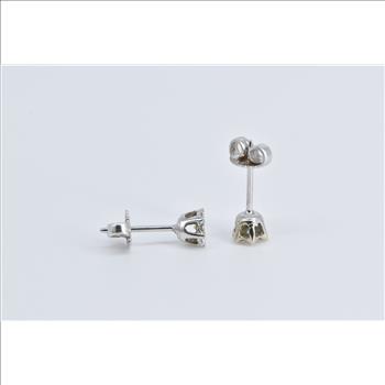 14K Diamond Vintage Solitaire Classic Stud White Gold Earrings
