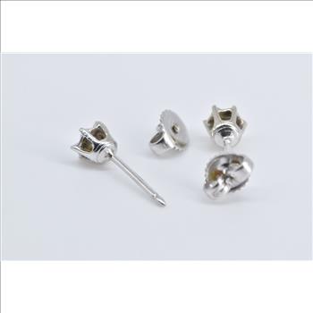 14K Diamond Vintage Solitaire Classic Stud White Gold Earrings