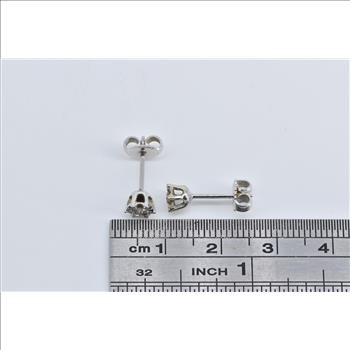 14K Diamond Vintage Solitaire Classic Stud White Gold Earrings