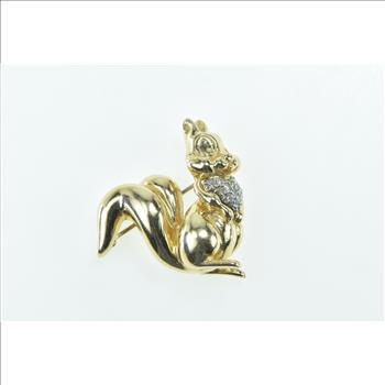 14K Disney Diamond Sword And Stone Girl Squirrel Yellow Gold Pin/Brooch