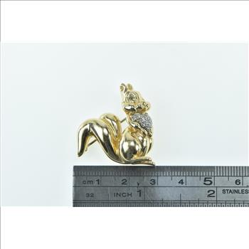14K Disney Diamond Sword And Stone Girl Squirrel Yellow Gold Pin/Brooch