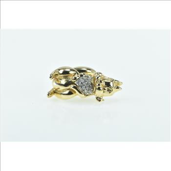 14K Disney Diamond Sword And Stone Girl Squirrel Yellow Gold Pin/Brooch