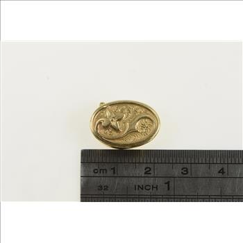 14K Dogwood Flower Swirl Oval Box Clasp Yellow Gold