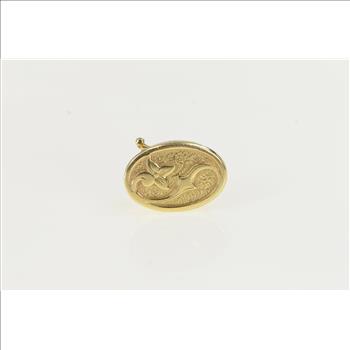 14K Dogwood Flower Swirl Oval Box Clasp Yellow Gold