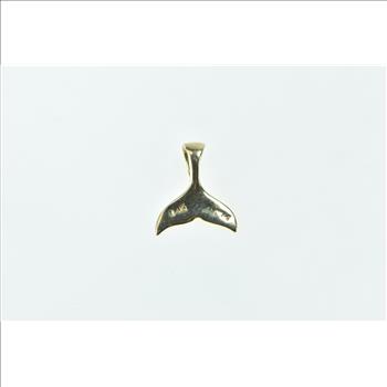 14K Dolphin Whale Tail Back Fin Fluke Ocean Yellow Gold Charm/Pendant