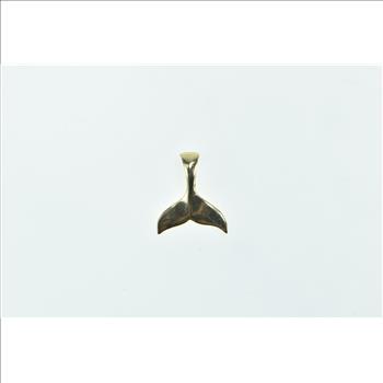 14K Dolphin Whale Tail Back Fin Fluke Ocean Yellow Gold Charm/Pendant