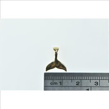 14K Dolphin Whale Tail Back Fin Fluke Ocean Yellow Gold Charm/Pendant