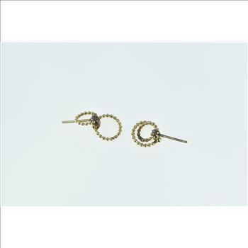 14K Dot Pattern Layered Circle Vintage Stud Yellow Gold Earrings