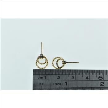 14K Dot Pattern Layered Circle Vintage Stud Yellow Gold Earrings