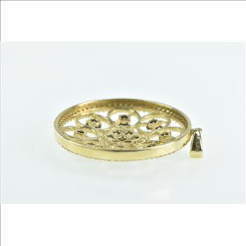 14K Effy Diamond Ornate Round Cluster Medallion Yellow Gold Pendant
