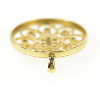 14K Effy Diamond Ornate Round Cluster Medallion Yellow Gold Pendant