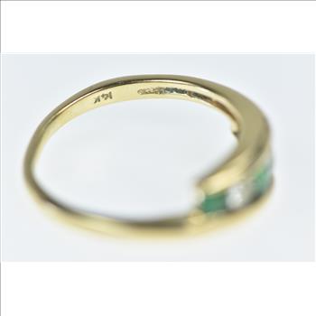 14K EFFY Emerald White Sapphire Bypass Yellow Gold Ring, Size 8