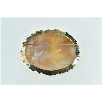 14K Elaborate Huge Carved Shell Cameo Floral Ladies Yellow Gold Pin/Brooch