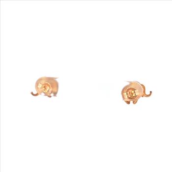 14K Elephant Memory Patience Symbol Stud Yellow Gold Earrings