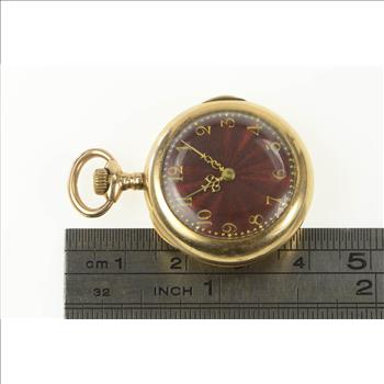 14k Elfin Red Enamel MMC Monogram Engraved Pocket Watch