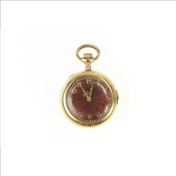 14k Elfin Red Enamel MMC Monogram Engraved Pocket Watch