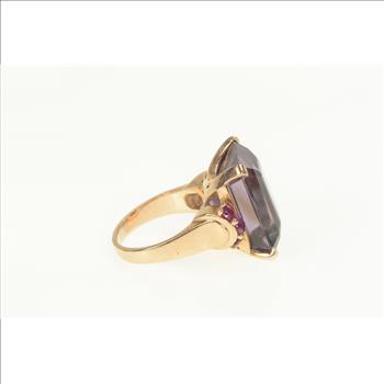 14K Emerald Amethyst Ruby Retro Cocktail Yellow Gold Ring, Size 5.5