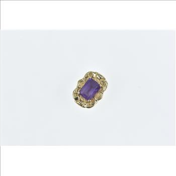 14K Emerald Cut Amethyst Ornate Slide Bracelet Yellow Gold Charm/Pendant